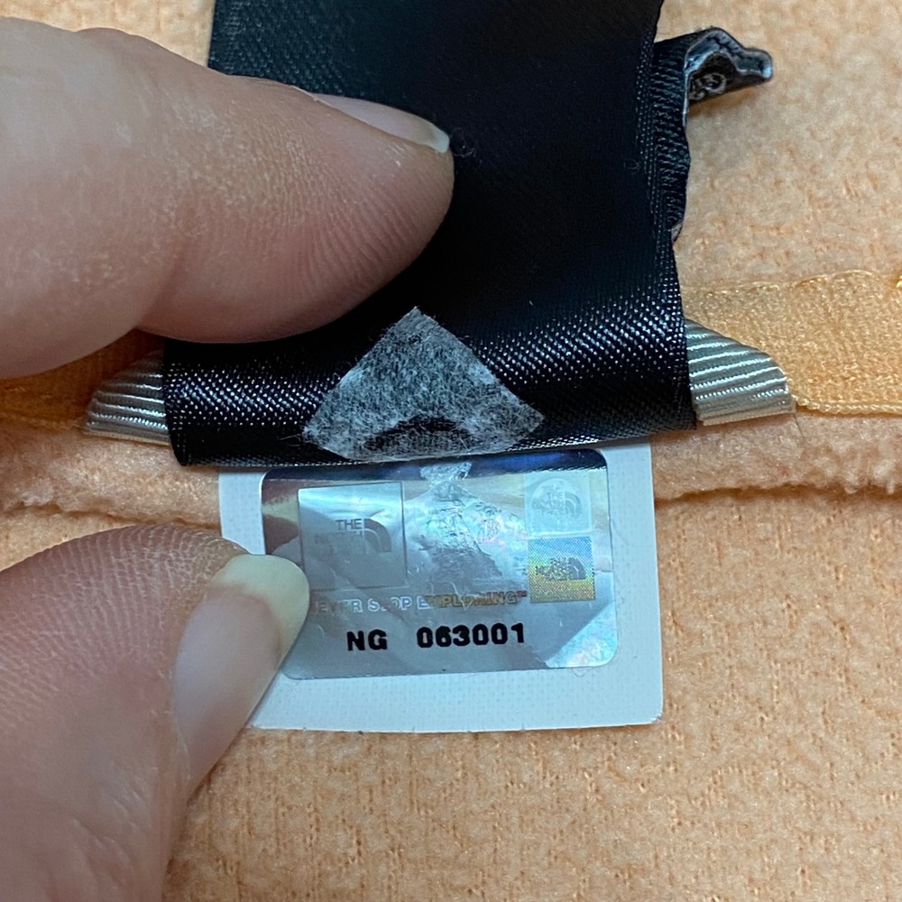 North Face Women's M Fleece Hoodie Jacket Peach Blue Drawstring Full‎ Zip - Picture 9 of 9